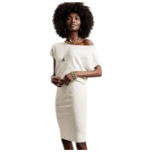 Banana Republic Off The Shoulder Dolman Wedge Sweater Dress In White Sz M